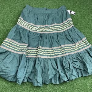 Vintage Gadzooks Teal Boho Western Mexican Patio Skirt Sz XS NEW